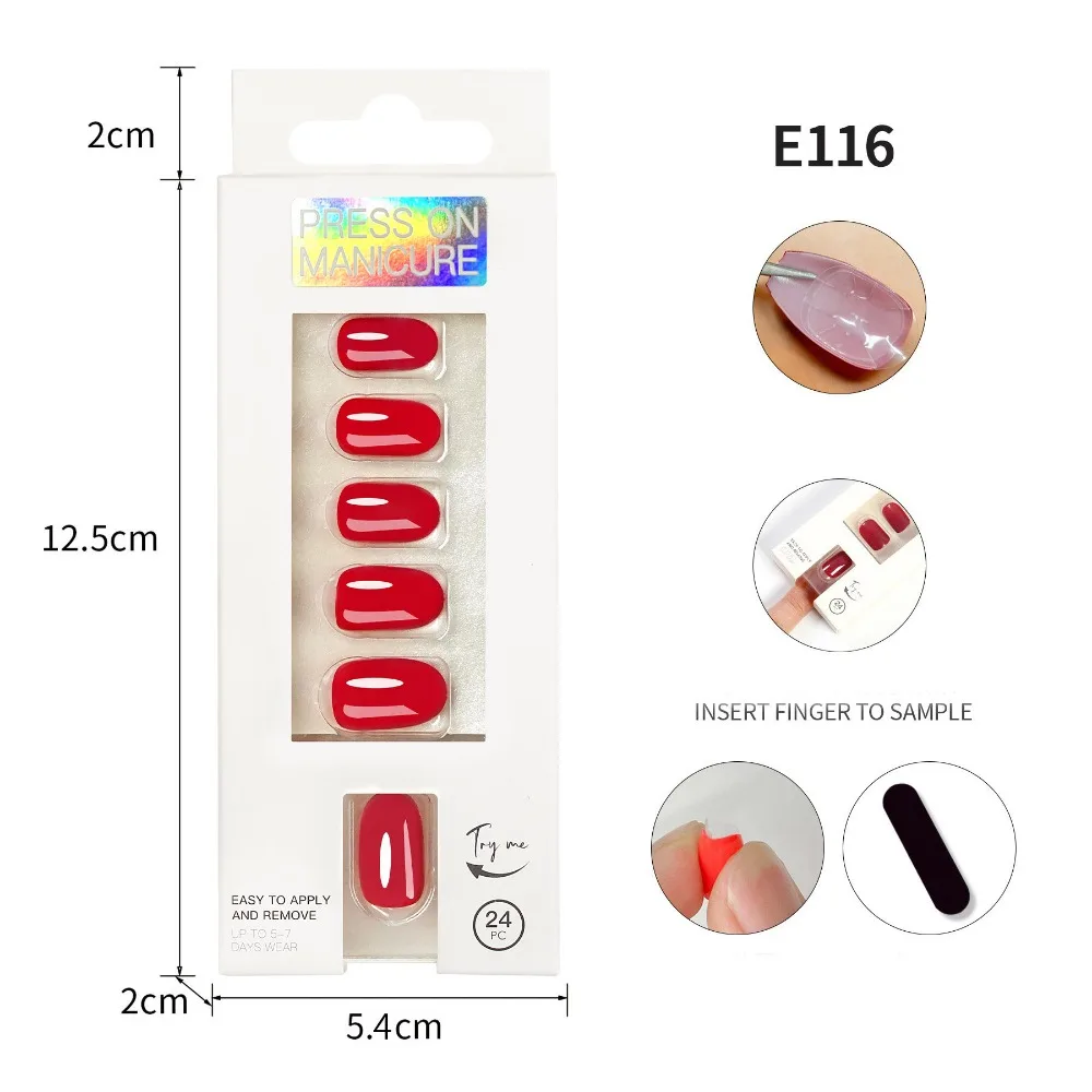 

24pcs/Box Fashion Wearable False Nail Tip Round Head Artificial Nail Tips Full Cover Fake Nails Manicure Tool
