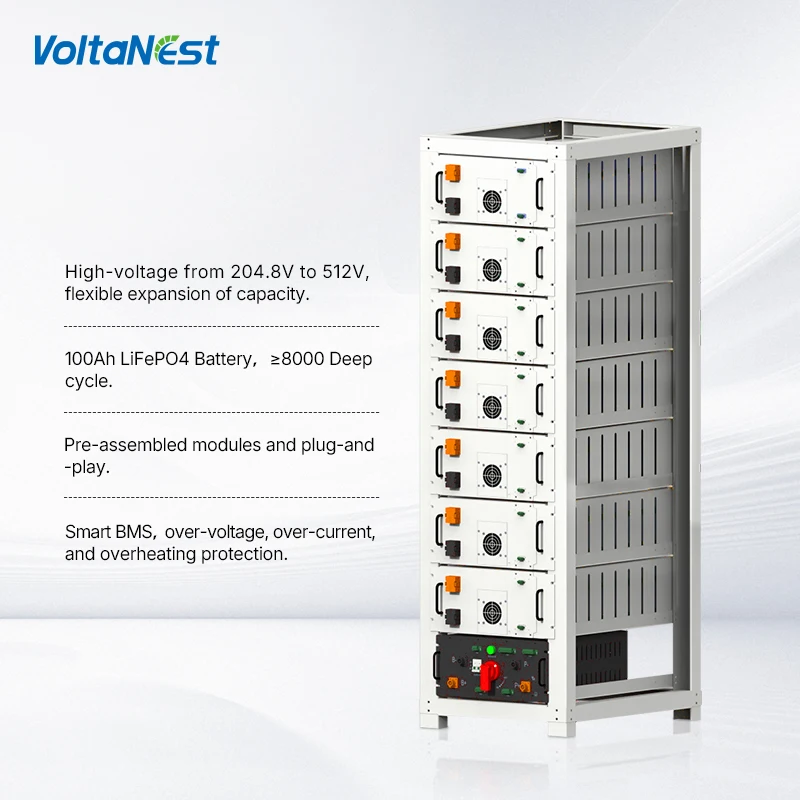 VoltaNest 8000 Cycles Solar Energy System 20KWH 25KWH 30KWH Lifepo4 Battery HV Storage Home Use Commercial Backup