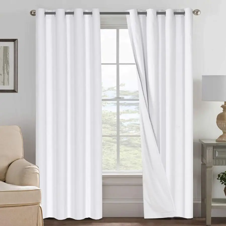 

100 Blackout Curtains for Bedroom Thermal Insulated Linen Textured Curtains Heat and Full Light Blocking Drapes Living Room Curt