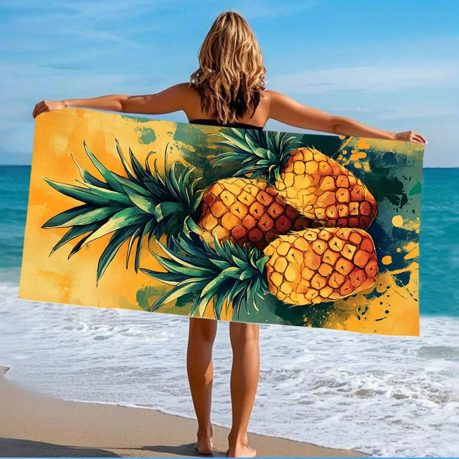 

Pineapple Swim Towel Ultra Soft Quick Dry Polyester Highly Absorbent Beach Gym Pool Sunbathing Modern Bath Accessories