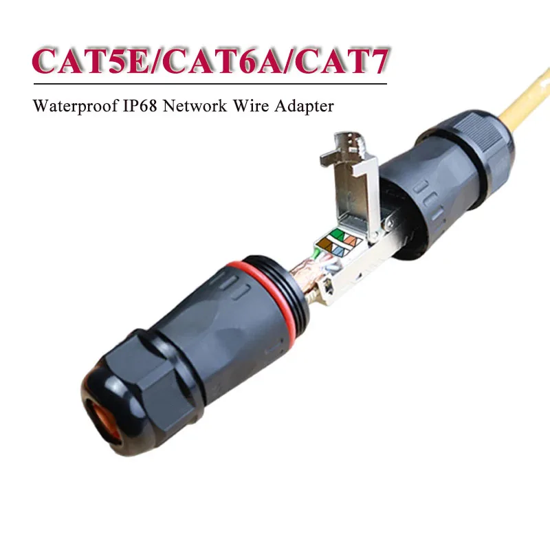 Outdoor CAT7 CAT6 Network Connector Cable Extension Adatpter IP68 Waterproof CAT5E Gigabit Shielded Direct Monitoring POE Plug