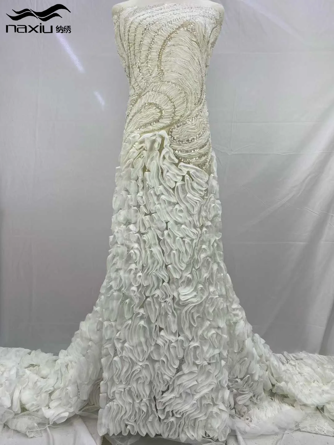 ماديسون الأفريقي النيجيري العريس ثلاثية الأبعاد نسيج الدانتيل مع الترتر الراقية الفاخرة التطريز الثقيلة أقمشة الدانتيل النيجيري لحفل الزفاف