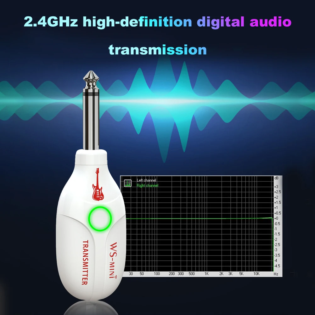 Transmisi gitar nirkabel 2.4G, Set penerima pemancar untuk gitar Bass listrik, sistem gitar nirkabel 48K/16bit Real-time