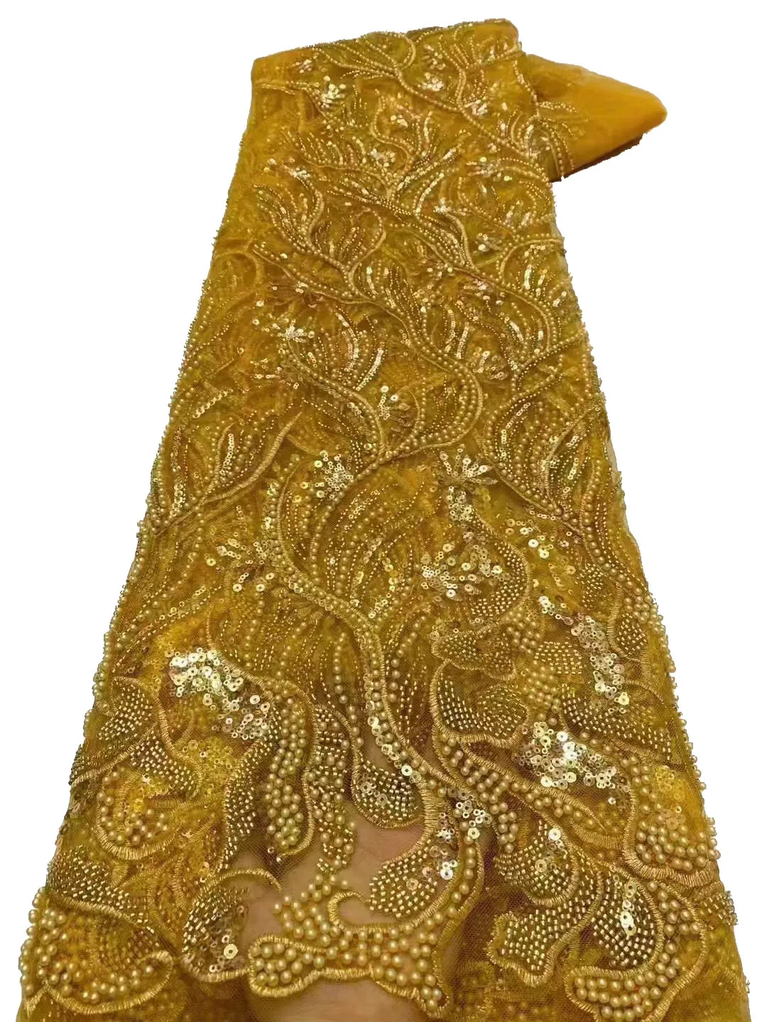 Tecido De Renda Bordado Nigeriano Frisado De Ouro, véu De Malha De Seda Artesanal, vestidos De Casamento Francês, Frisado Pesado, Luxo, 2024