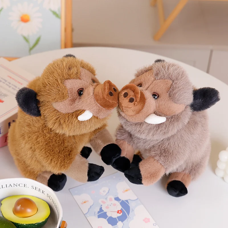 25/30cm Simulation Small Wild Pig Plush Toy Long Tusk Long Hair Wild Boar Plush Toy Home Decoration Christmas Gift For Boys