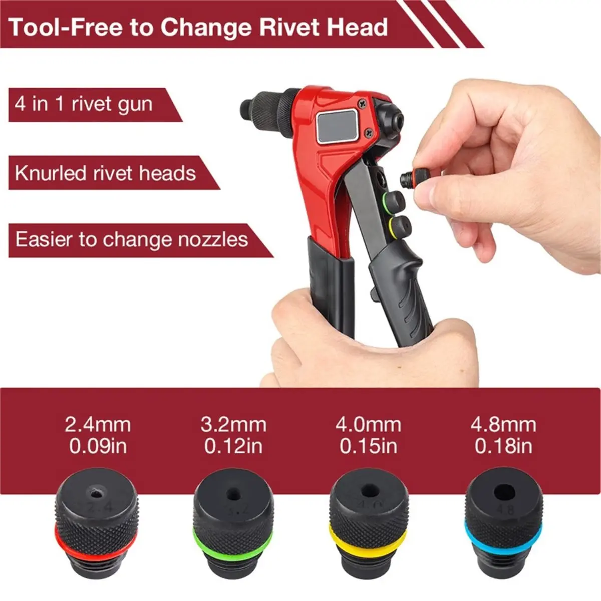 Manual Riveting Tool Set (Includes 4 Sizes of Blind Rivets) - A Manual Riveting Tool Kit for Home and Industrial Repairs