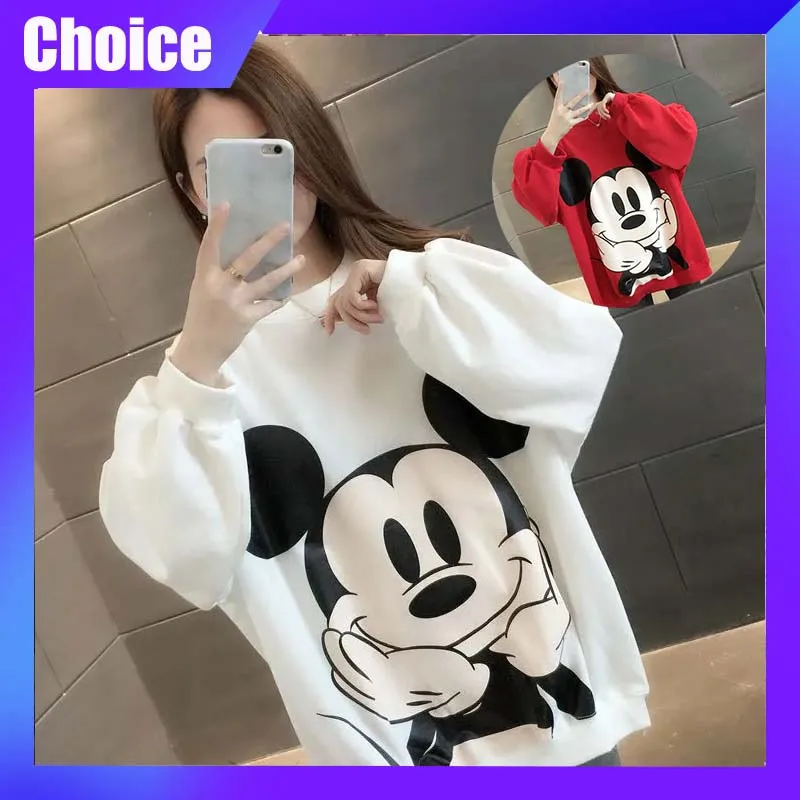 

Disney Mickey Hoodie Print Sweatshirt Casual Fashion INS Overcoat Woman Top Cartoon Cute Clothing Female Girl Pullover Gift