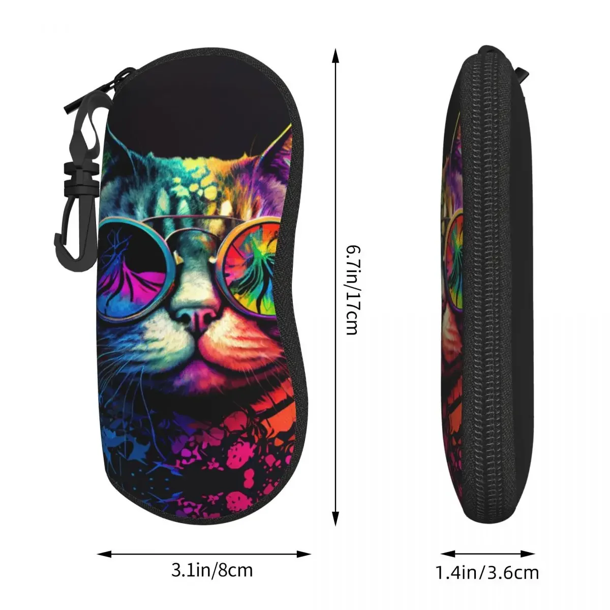 Cat With Sunglasses Glasses Case Men splash Print Sunglasses Pouch Soft Original Eyewear Accessory Travel Eyeglass Cases Cover