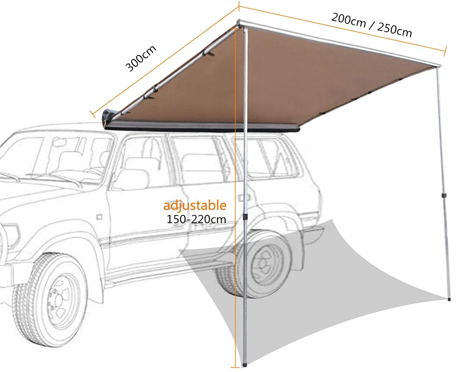 Hard Shell Roof Top Tent  Direct Universal Car Side Awning for Outdoor Camping