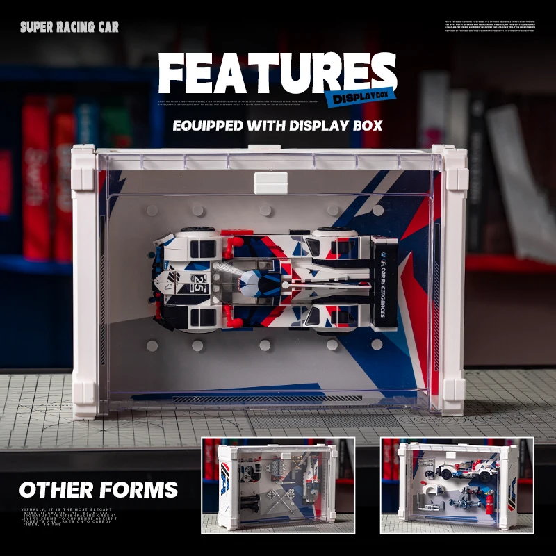 3-in-1 Le Mans LEE MANS HYBRID V8 Hypercar Shadow Box Dustproof Case Building Set Multi-Display box 549PCS Assembling Toys for Children
