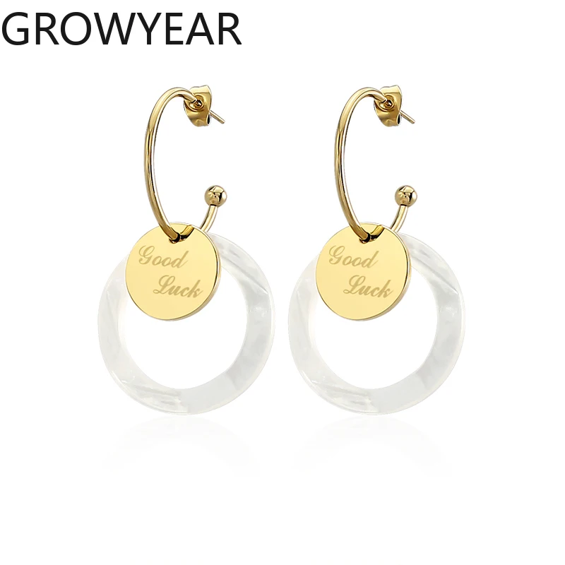 Luxury Stainless Steel Drop Earrings Women Fashionable Trendy Round Circle Ear Dangle Party Personality Vintage Jewelry