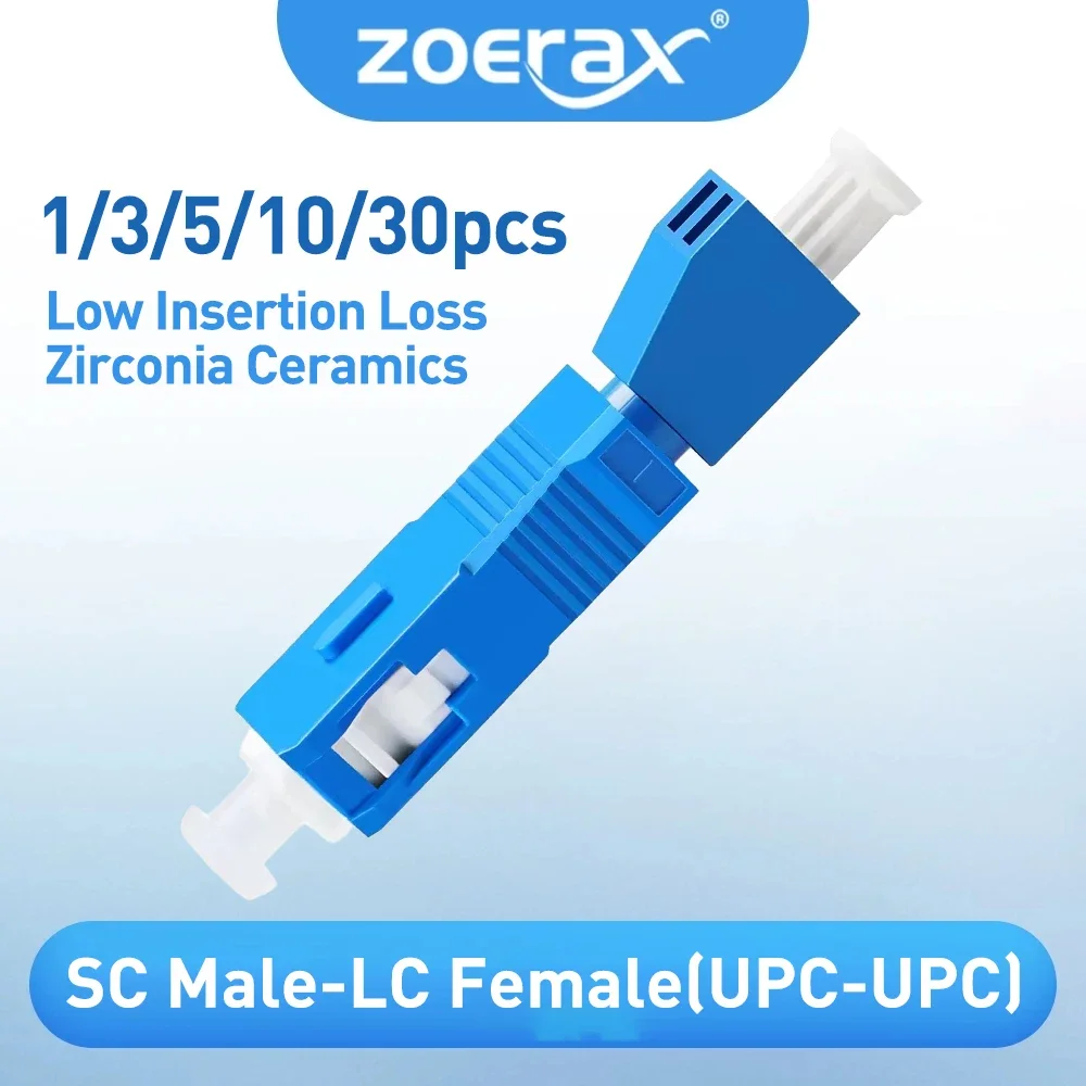 ZoeRax SC/UPC Male to LC/UPC Female Fiber Optic Adapter Singlemode FTTH Connector for Visual Fault Locator Optical Power Meter