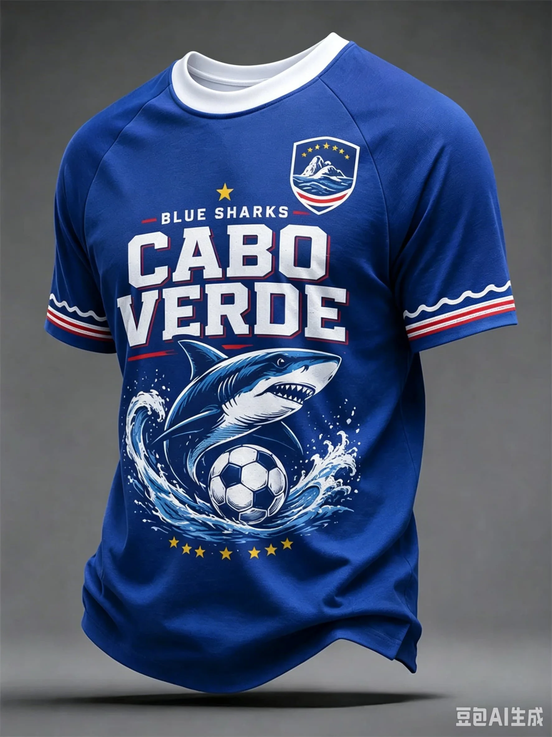 Cape Verde National Flag Emblem Soccer Jersey 3D Print Quick Dry Short Sleeve Sports Fan T-Shirt for Men Kids Family