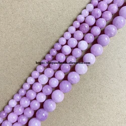 Natural A Quality Light Lilac Color Purple Jade Stone Round Loose Beads 6 8 10MM Pick Size For Jewelry Making DIY