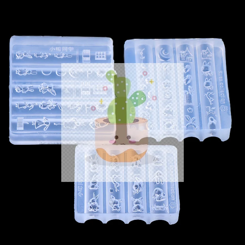 Cute Nail Mold Silicone Rabbit Paradise Moon Castle Art Elegant Oil Painting Style Nail Stereoscopic Template Mold