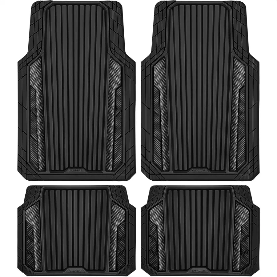 

Heavy Duty Rubber Car Mats MetallicAluminum Film All Weather Floor Mats Waterproof Universal Trim to Fit SUVs Sedans 4 Piece A