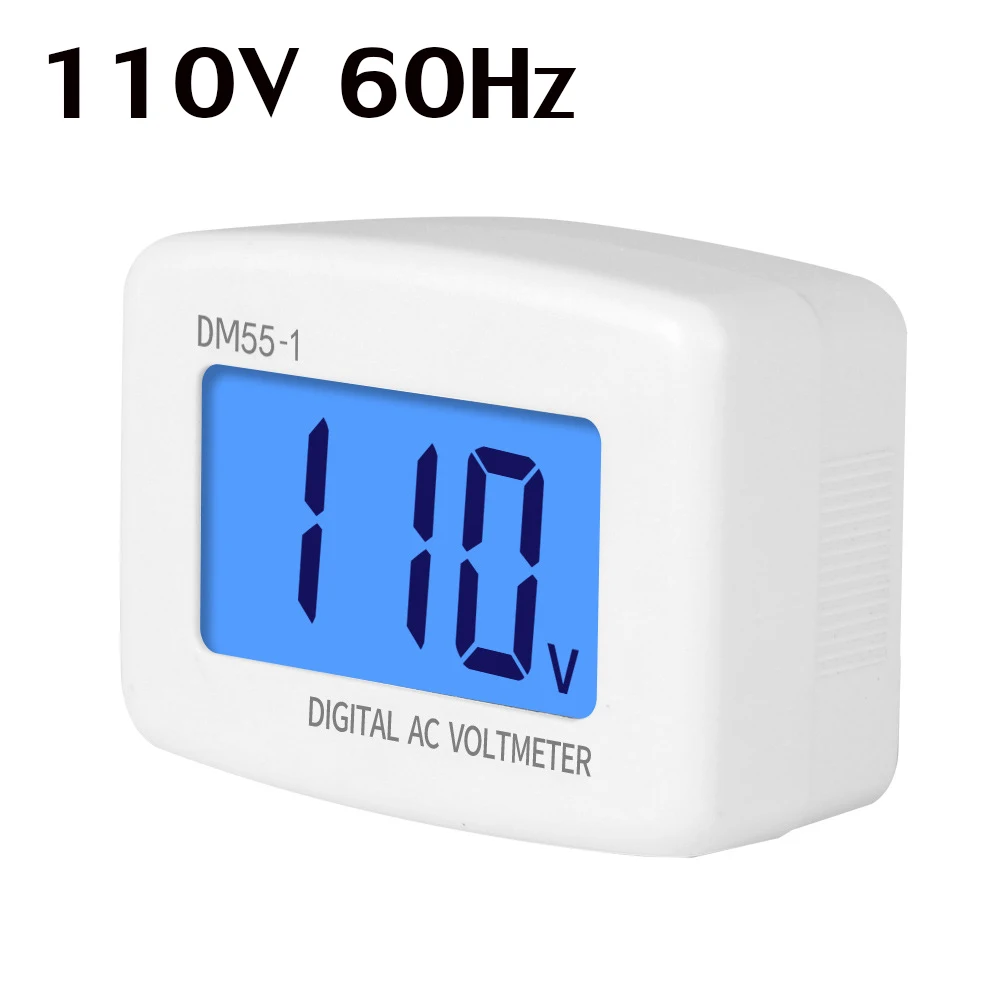 

DM55-1 AC220V/50Hz AC110V/60Hz US Plug Digital Voltage Meter Voltmeter LCD Display Voltage Wall Flat Measuring Socket Monitor