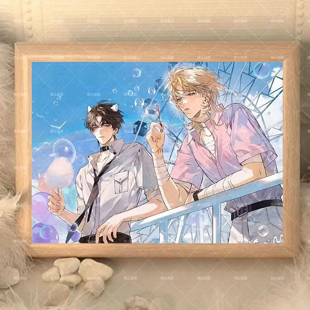 「マーメイドフォールズ」「ランボ、バイチュニアン」yaoi周辺フォトフレーム、パーソナライズされた、トレンディなシンプルな寮のベッドサイドテーブルの装飾