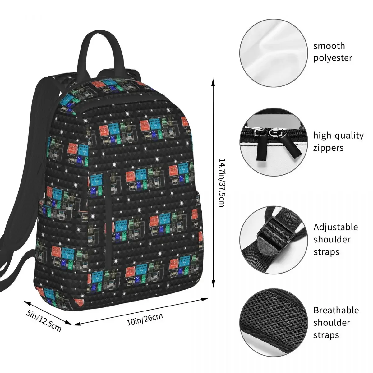 Pedalboard Of The Starz Backpack Student BookBag Children School Bag Laptop Shoulder Bags Boys Girls