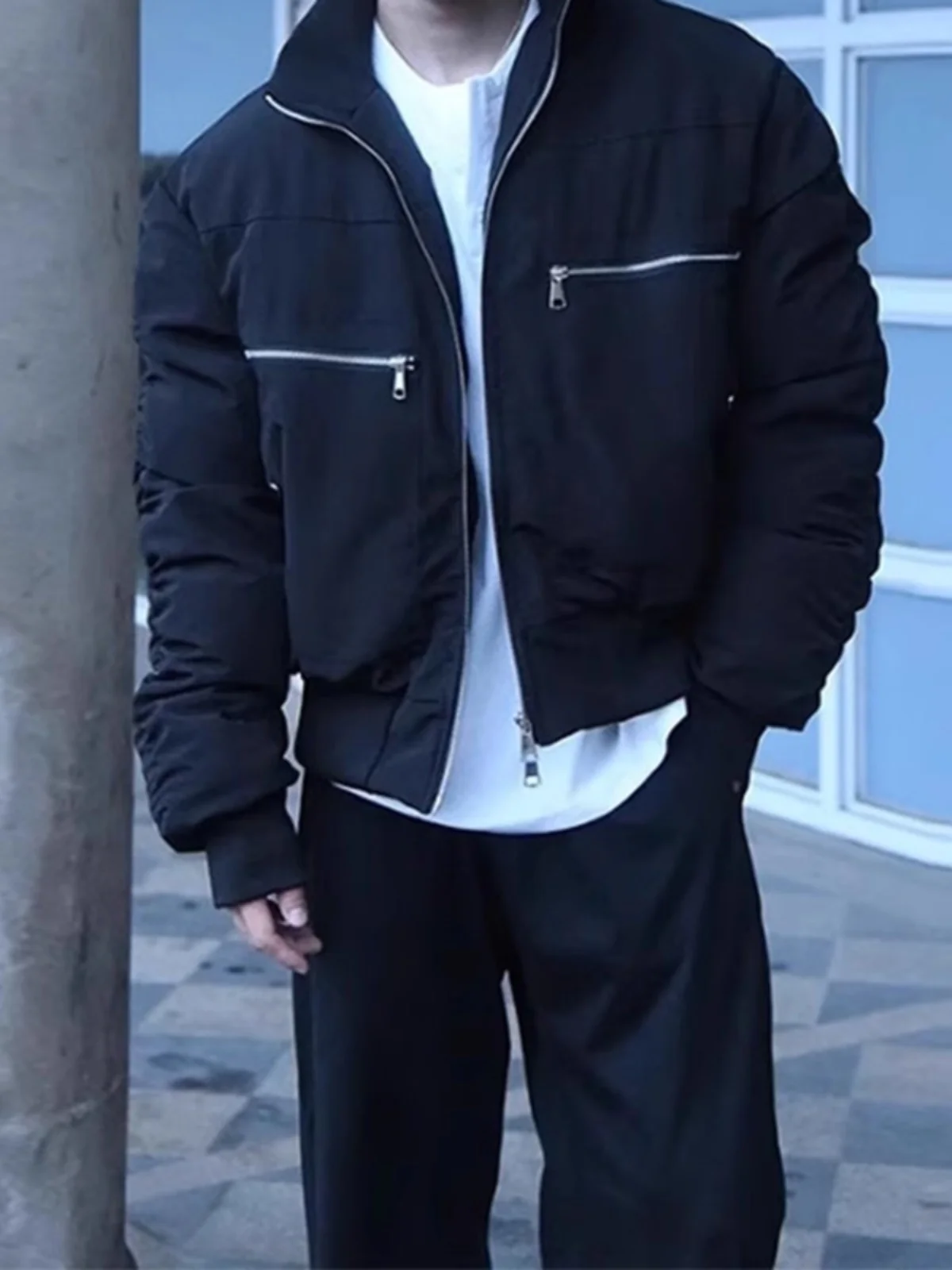 

Bla Bomber Flight Jaet Cotton Coat Men's Autumn Winter ort Sve Outerwear Trendy Polyester Fiber Filling Warmth