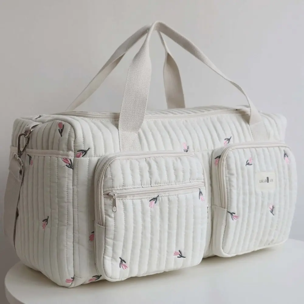 

Little Bear Embroidered Baby Diaper Bag Lightweight Practical Diaper Changing Tote Bag Large Capacity Leisure Mommy Bag