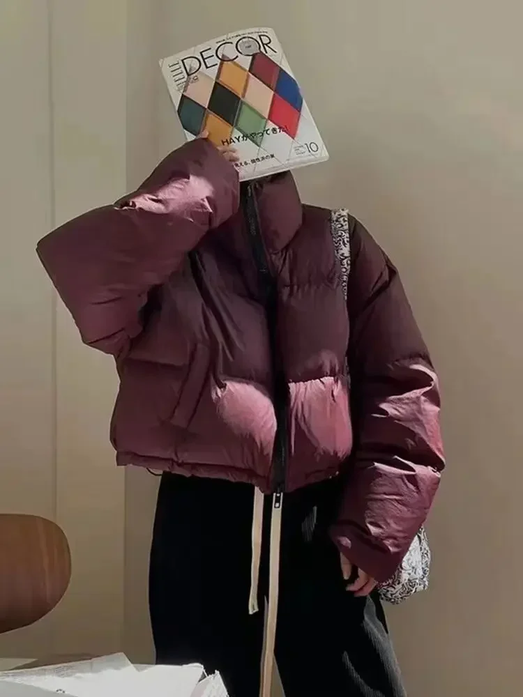 Thick Women Parkas Winter Warm Loose Puffy Coats Cotton Padded Stand Collar Korean Jackets Black Fashion Female Clothes