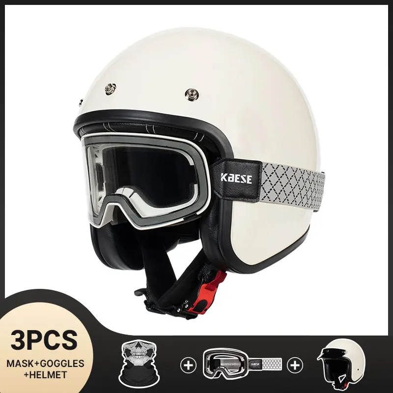 Milky White with Magnetic Photochromic Lenses Open Face Motorcycle Helmet Retro Scooter Riding 3/4 Jet Casco Moto Capacete