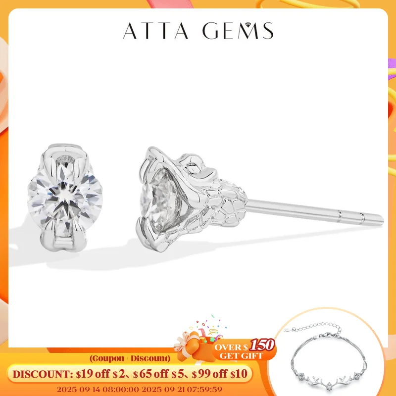 

ATTAGEMS Round Cut 0.5CT Moissanite Stud Earrings 925 Sterling Silver 18K Gold Plated ForWomen Girl Sparkling Engagement Jewelry