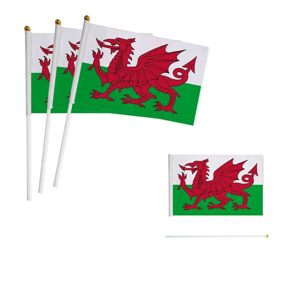 14*21cm UK Welsh Hand Flag, United Kingdom British Region Welsh Handheld Small Waving Flag Desk Decor Gifts