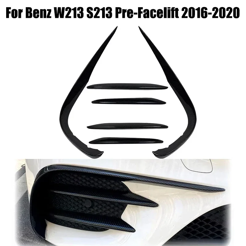 For Mercedes Benz E-Class 2016-2020 W213 S213 AMG Line Facelift Front Bumper Lip Splitter Spoiler Body Kit By ABS Gloss Black