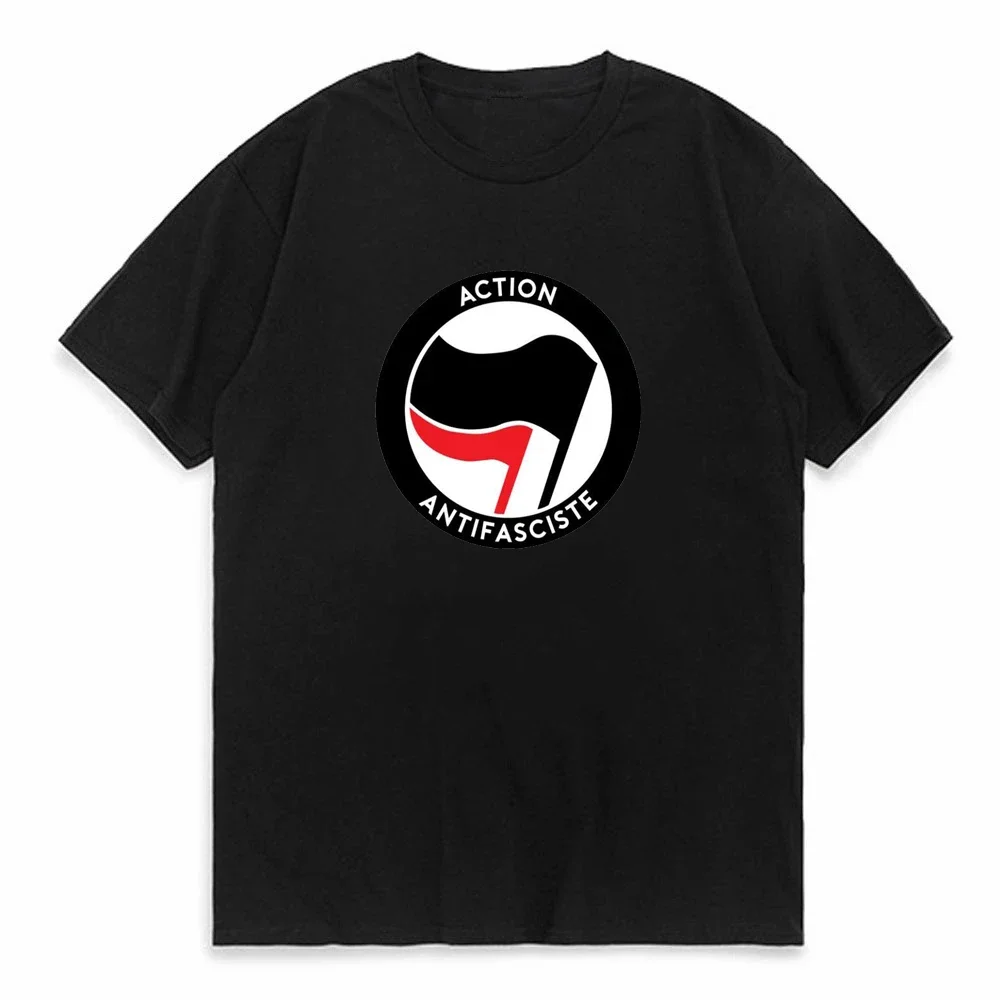 

Anti action Anti Racism logo print T-shirt Cotton Tshirt Men Crew Neck Tops action Anti Racism T-Shirt