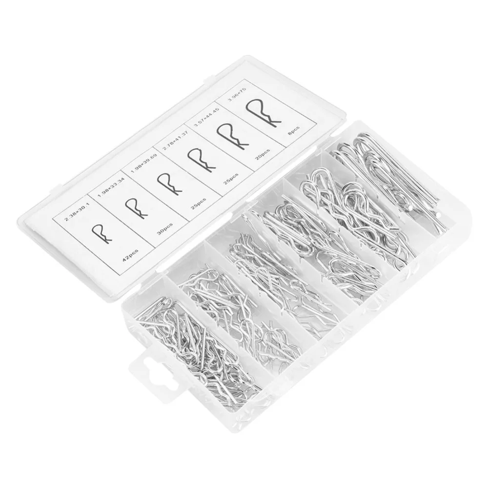 150PCS High Strength High Strength Cotter Pin Assortment Kit Assorted Retaining Pin Clip Spring Clip Fastener Pin Lock System