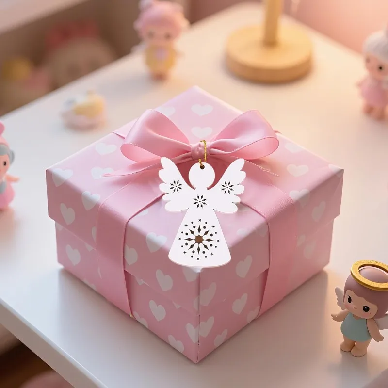 10 قطع من زخارف الملاك الخشبية، زينة شجرة عيد الميلاد، ديكور المنزل، مجموعة الحرف اليدوية المعلقة، مشروع الطلاء بنفسك