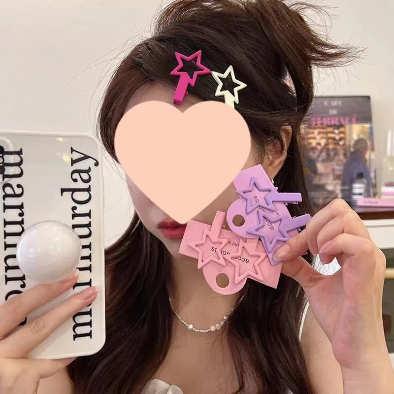 

2pcs Hollow Stars BB Clips Y2K Sweet Girls Bangs Side Clips Women Metal Snap Clips Cute Barrettes Headdress Styling Accessories