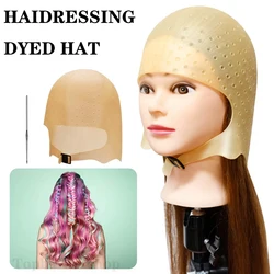 Professional Barber Hair Coloring Cap Silicone Highlights Cap With Needle Hair Dye Hat Beauty Salon Hairstyling Tools