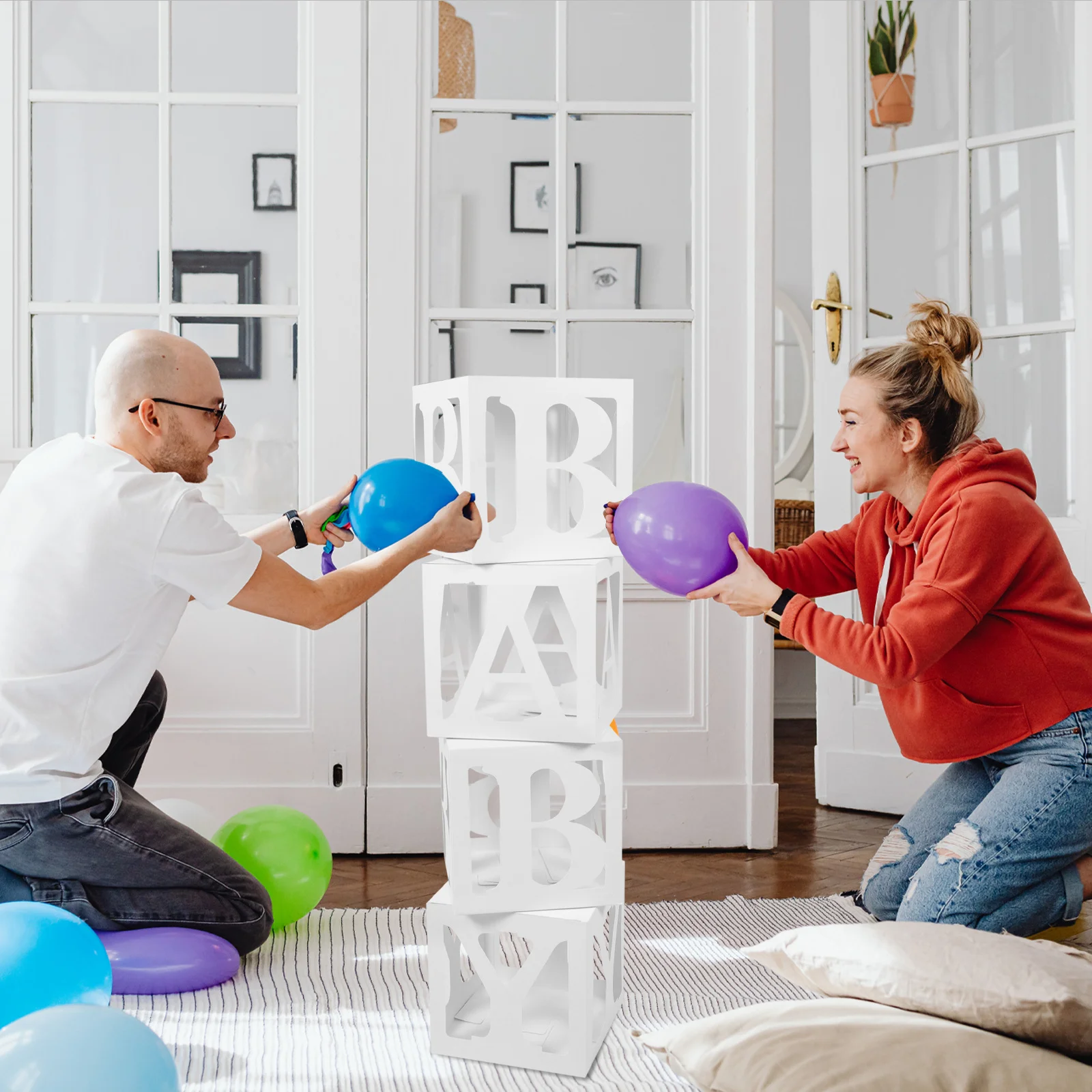 

4Pcs Balloon Boxes Hollowed Party Balloon Holders 30Cm Birthday Baby Shower Wedding Decorative Photo Prop Organizer