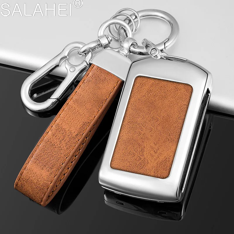 Metal Leather Car Remote Key Case Cover Fob For Volvo S60 S90 XC40 XC60 XC90 V60 V90 Polestar 1 Polestar 2 Keychain Accessories