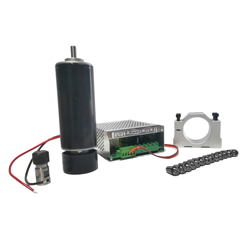 dc motor 12v 500w 0.5N.m spindle motor kits ER11 chuck 52mm clamp speed controller for DIY carving solid wood