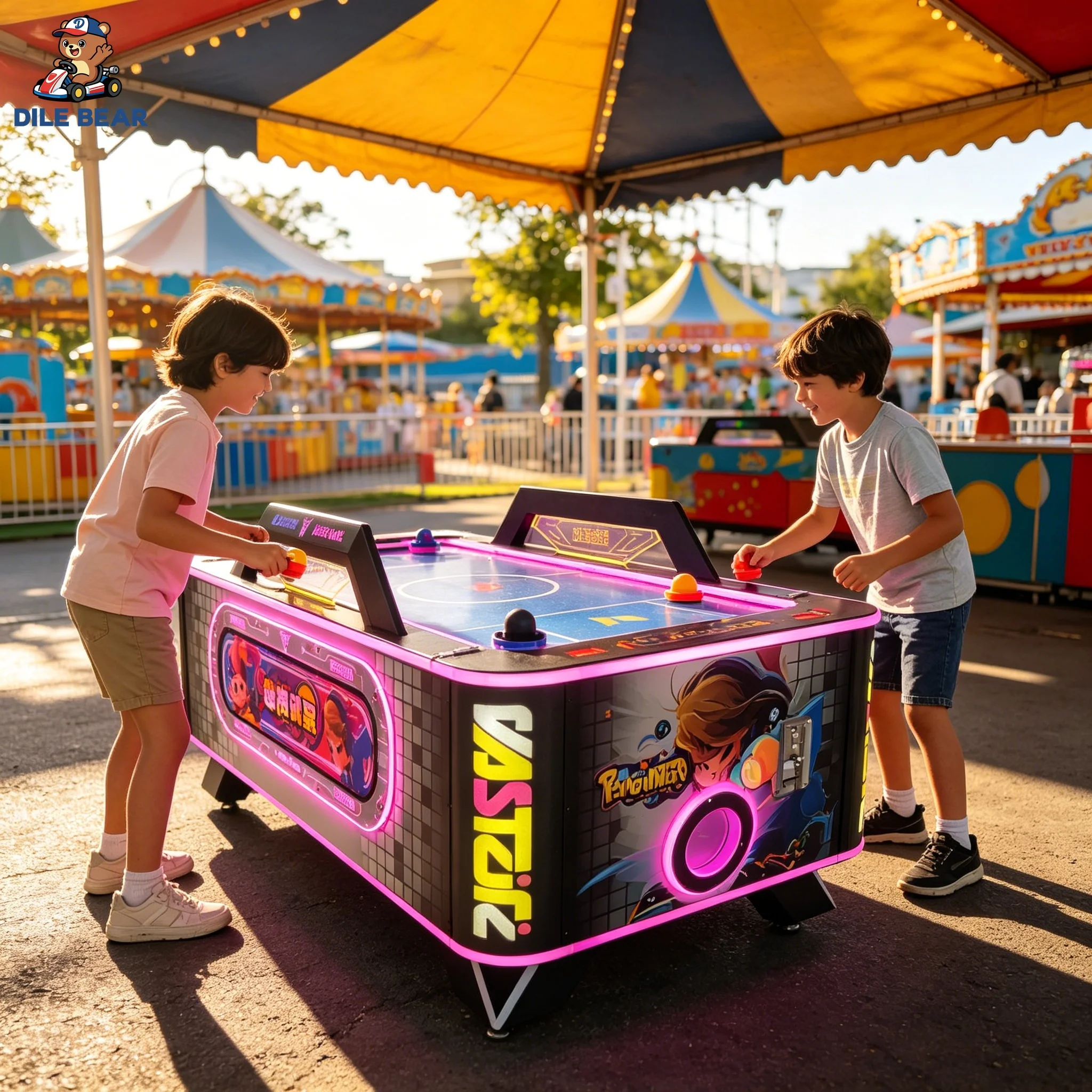 Arcade Air Hockey Mini Tabletop Air Hockey Table With LED Lights Digital Scoreboard For Indoor Entertainment Game Room Party