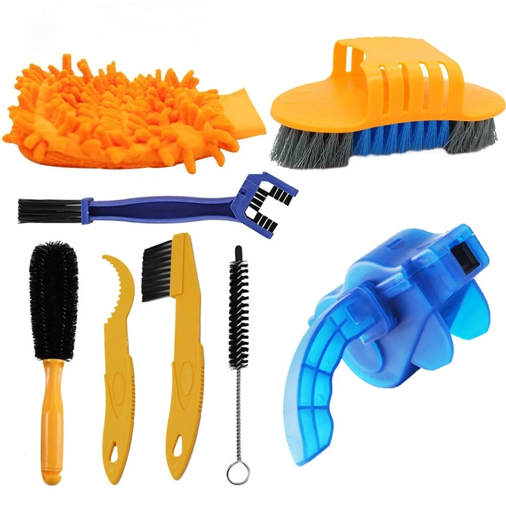 

Portable Bicycle Chain Cleaning Kit with Scrubber Brushes MTB Road Cycling Wash and Repair Tool Set