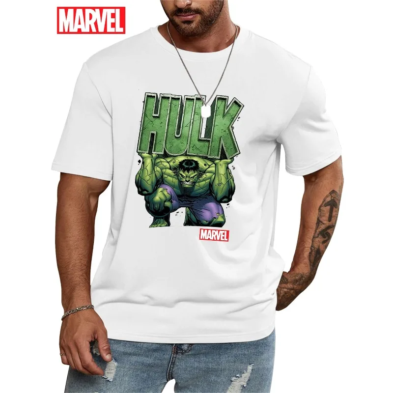 

Футболка с принтом Marvel Superhero Hulk, 2024, мужская и женская летняя новая американская свободная повседневная трендовая футболка с короткими рукавами