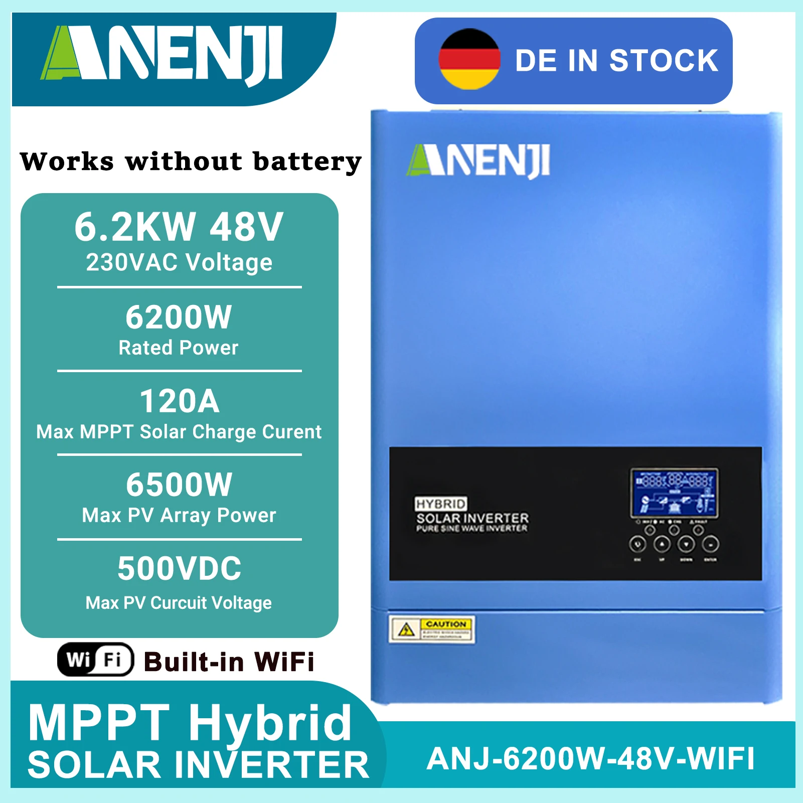 11KW 6.2KW 5KW 4KW 2KW 하이브리드 태양광 인버터 48V 24V 60A 100A 160A MPPT 충전 컨트롤러 220V WIFI 지원 BMS 포함