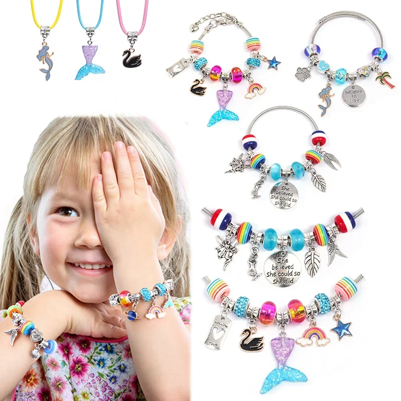 

Набор браслетов с бусинами, ювелирные изделия, подвески, браслеты для рукоделия, красивые девушки, комплект для изготовления ювелирных изделий, подарки для девочек-подростков