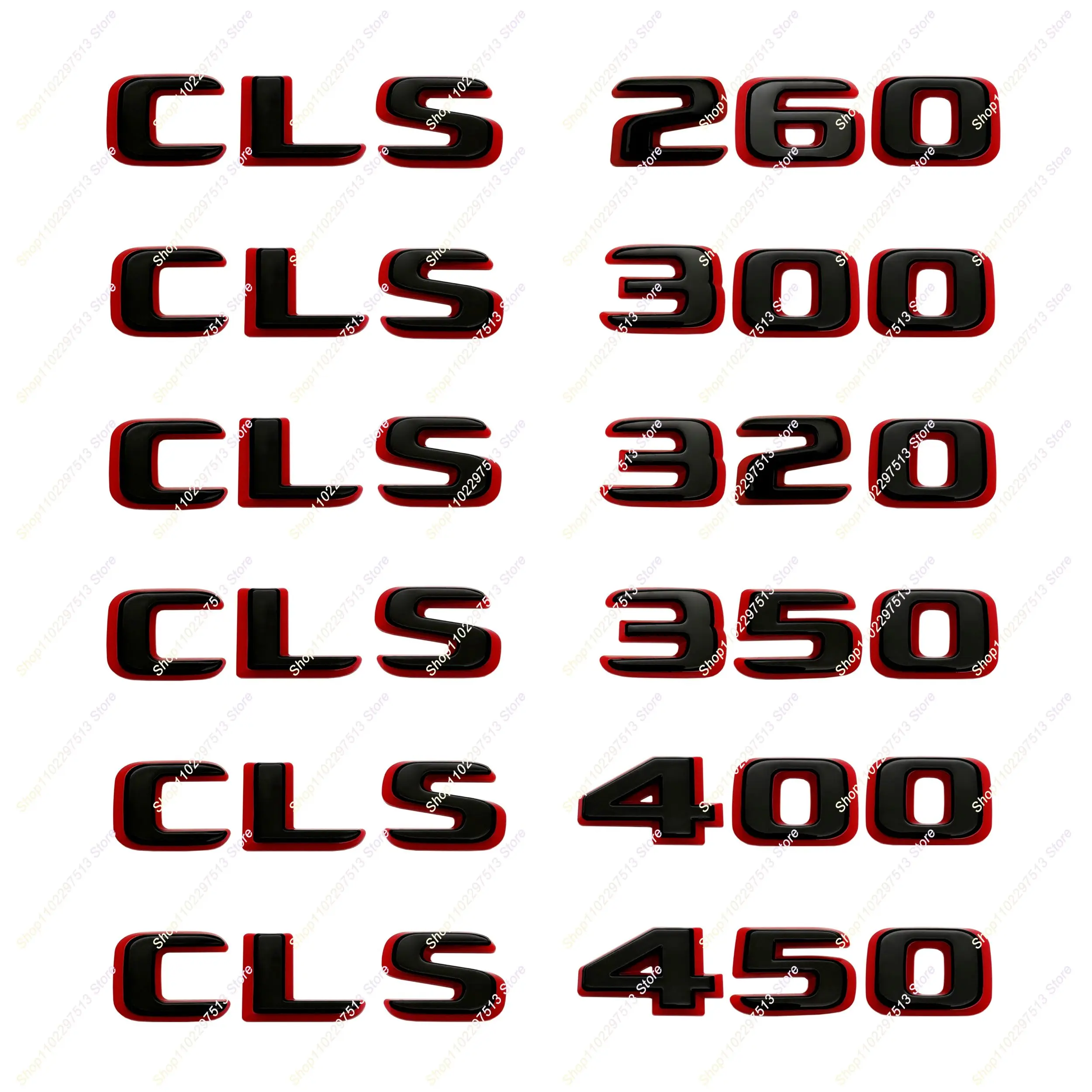

Glossy Black Red Letters Numbers Emblem CLS260 CLS300 CLS320 CLS350 CLS400 CLS450 For Car Trunk Badge Sticker W218 W219 Series