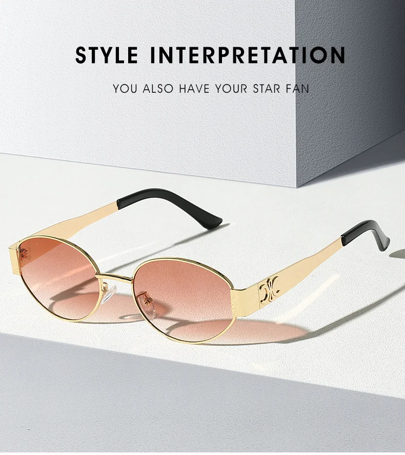 

Trendy UV400 Classic Vintage Oval Metal Frame Sunglasses for Men Women - Elliptical Shape Polarized Outdoor Shades Personalized