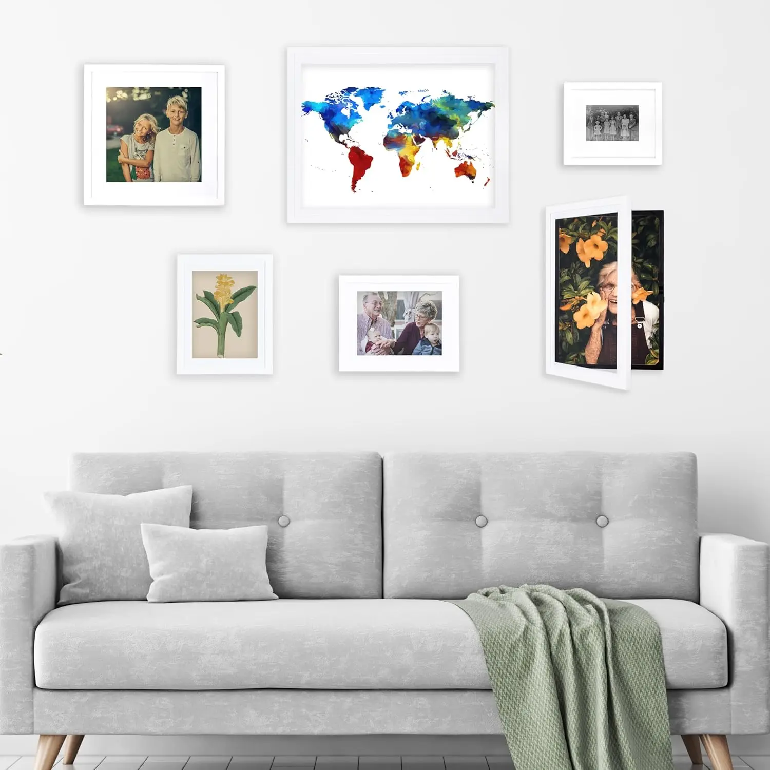 خزانة عرض فنية للأطفال، تحمل 50 قطعة فنية مقاس 8.5 × 11 بوصة، إطار أبيض مع فتحة أمامية لسهولة التحديثات