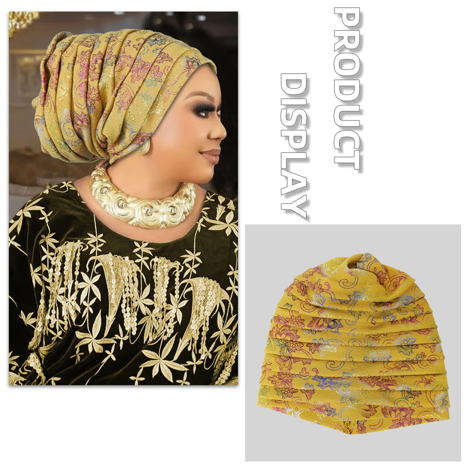Glitzernde Ganzkörper-Turban-Kappe für Frauen, 2025, Damen-Kopfwickel, muslimisches Kopftuch, Hut, Turbante Mujer, afrikanische Kopfbedeckung – Detail 6