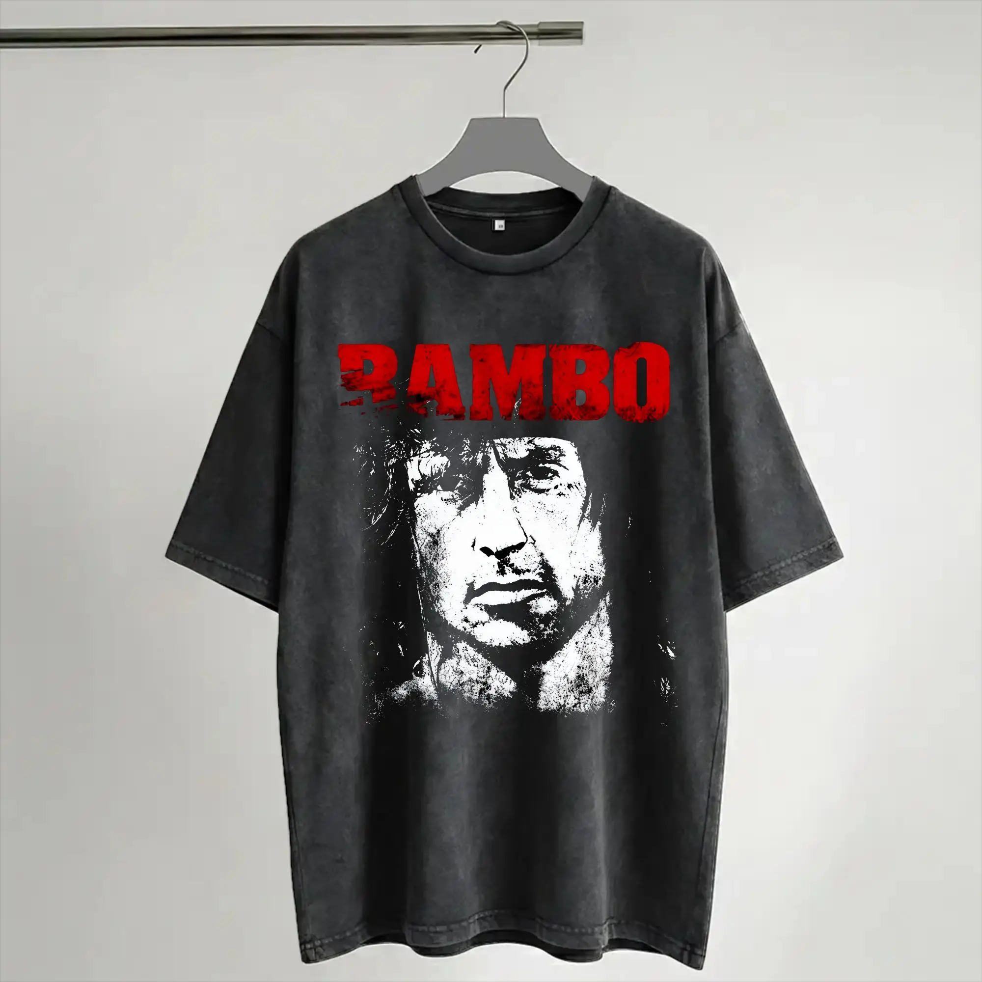 John Rambos Apparel Washed T Shirts for Men Women Streetwear Hip Hop T-Shirts Graphic Printed  Tees Short Sleeve