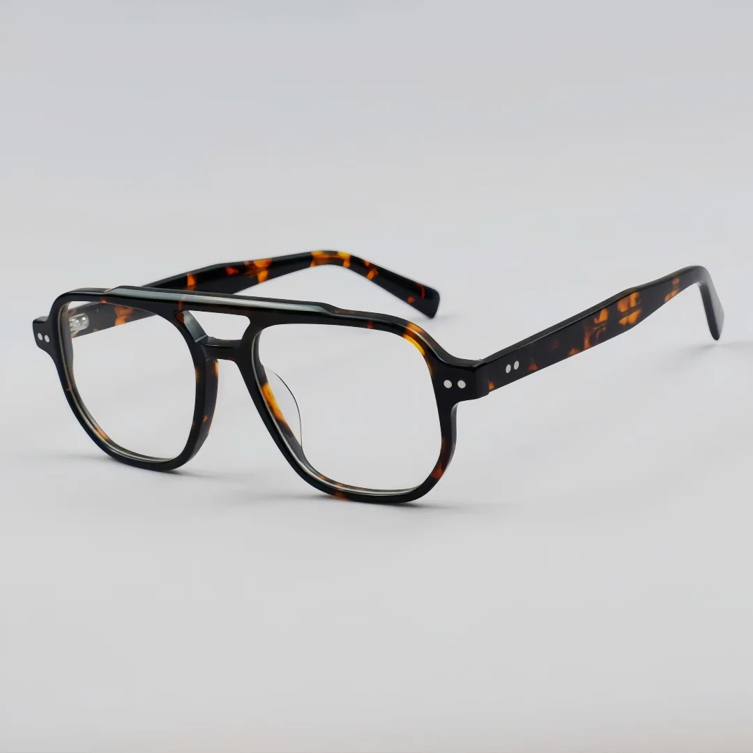 

Retro Square Frame Glasses Korean Version Plate Double Beam Design Fashionable Eyewear for Men And Women Trendy Style
