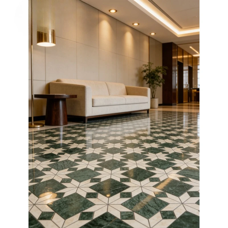 Dark green stone combination mosaic retro restaurant floor tiles